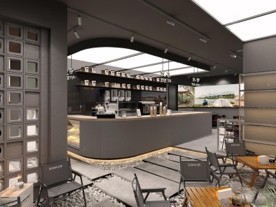 现代露营风奶茶店3D模型下载